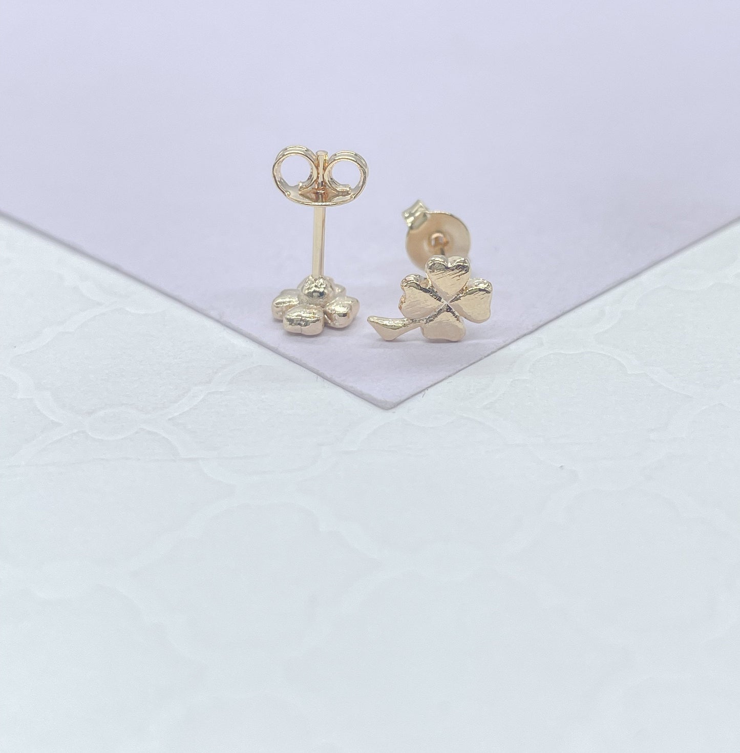 18k Gold Filled Gold Dainty Clover Stud Earring, Dainty Stud, Gold Studs Gift for her, St Patrick's Studs, Childrens Jewlery, Baby Studs