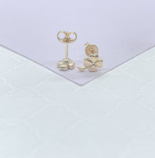 18k Gold Filled Gold Dainty Clover Stud Earring, Dainty Stud, Gold Studs Gift for her, St Patrick's Studs, Childrens Jewlery, Baby Studs