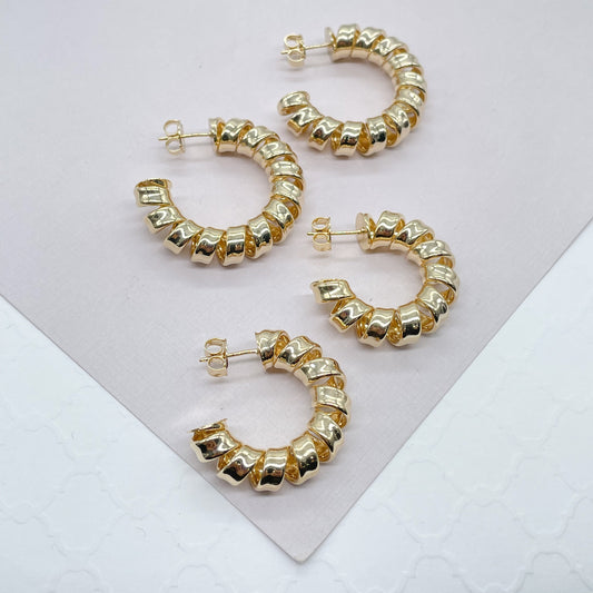 New - 18k Gold Filled smooth Curled Hoops
