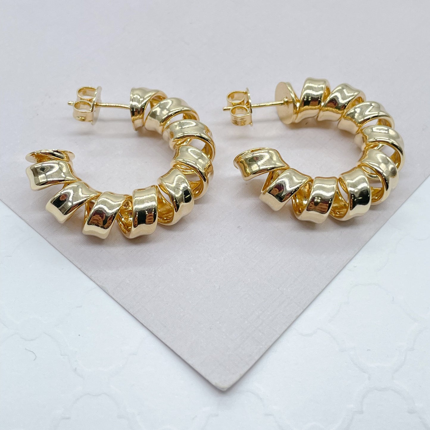 New - 18k Gold Layered smooth Curled Hoops