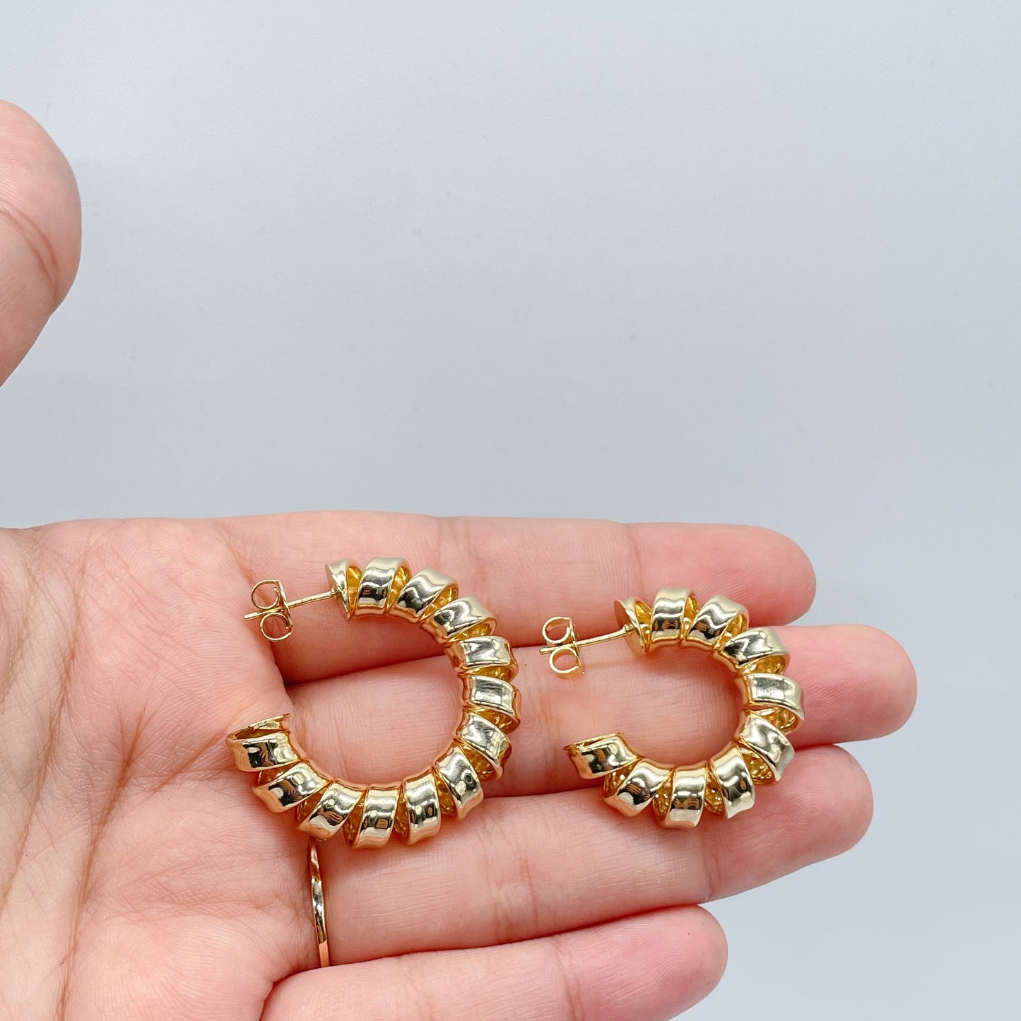 New - 18k Gold Layered smooth Curled Hoops