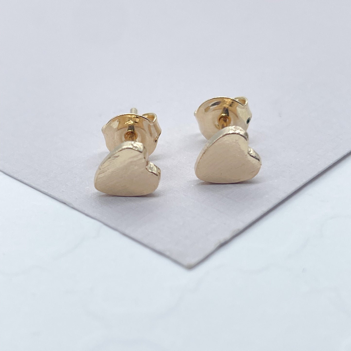 18k Gold Layered Plain Mini Heart Stud Earrings