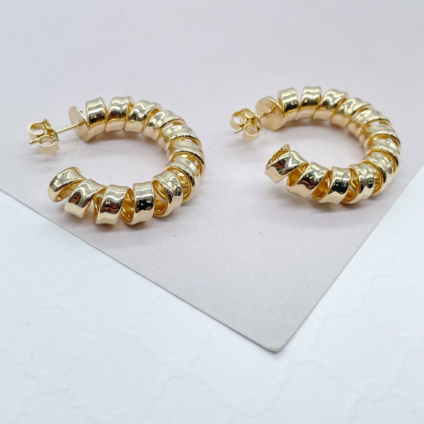 New - 18k Gold Layered smooth Curled Hoops