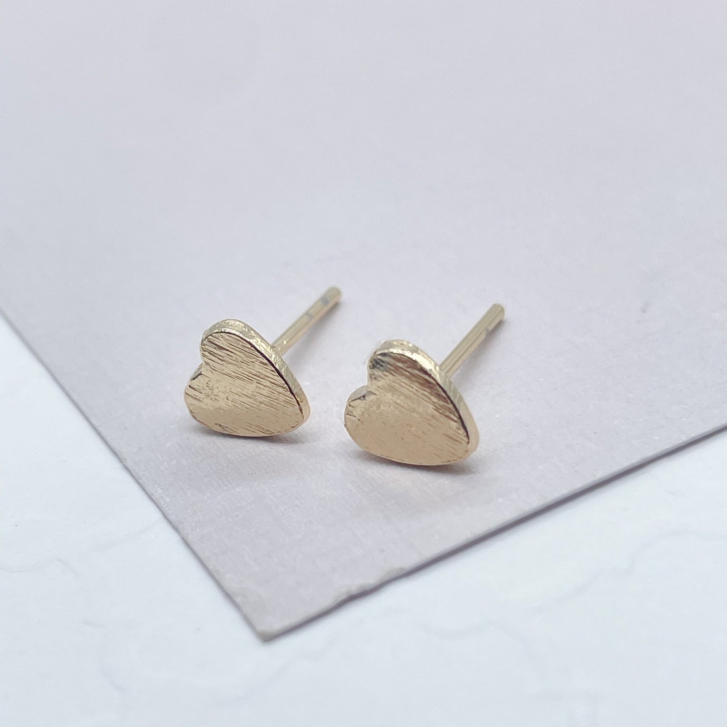 18k Gold Layered Plain Mini Heart Stud Earrings