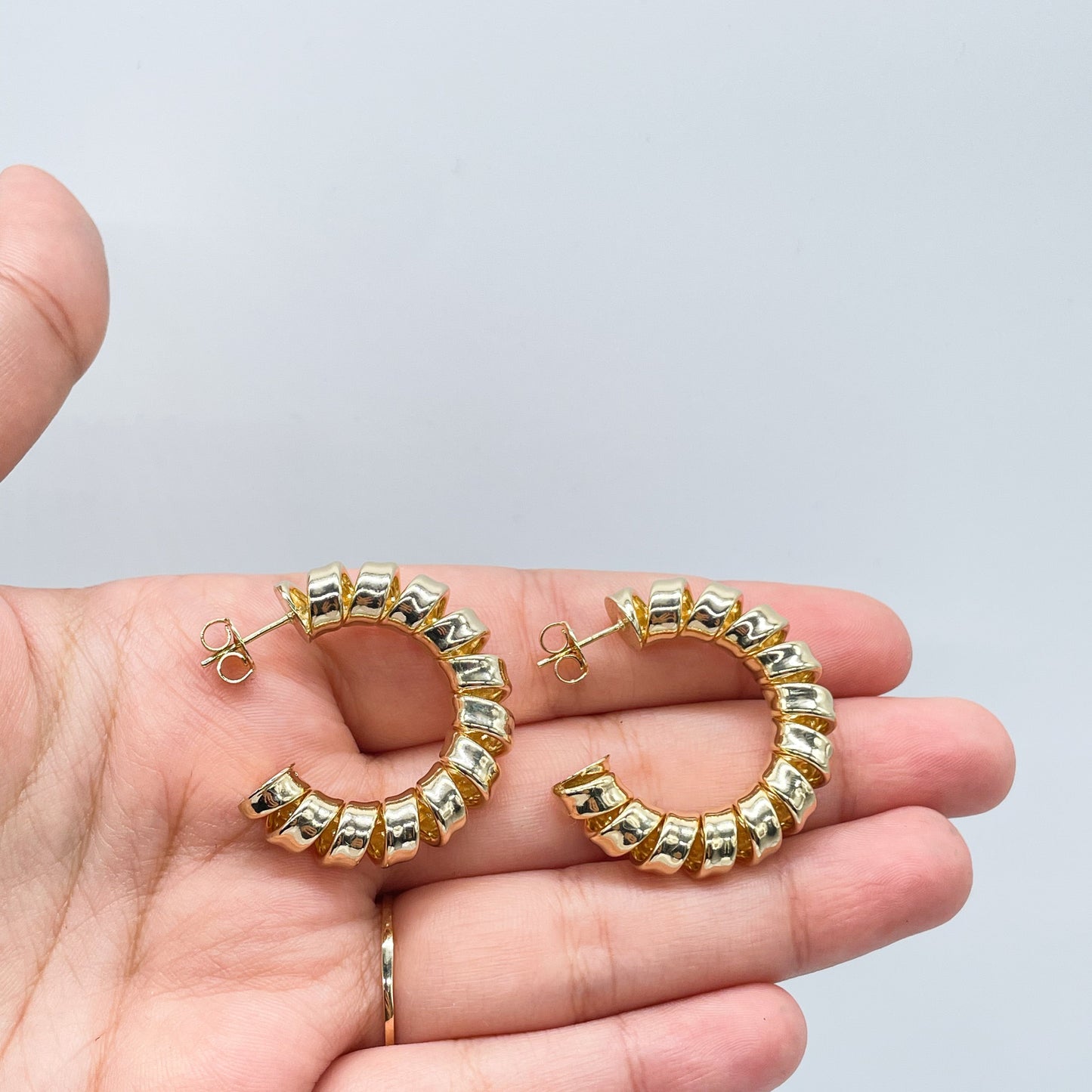 New - 18k Gold Layered smooth Curled Hoops