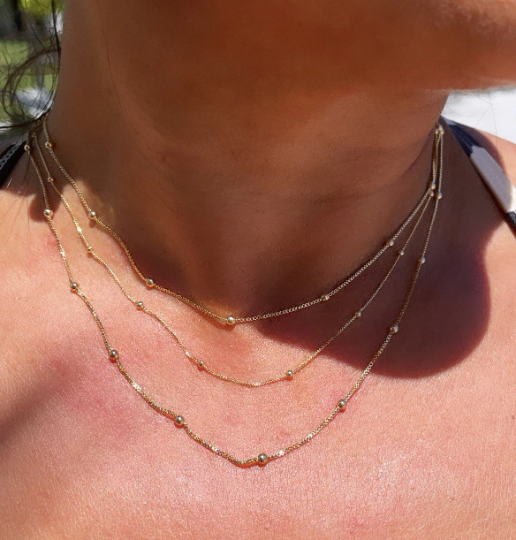 18k Gold Layered Satellite Chain 1mm Necklace