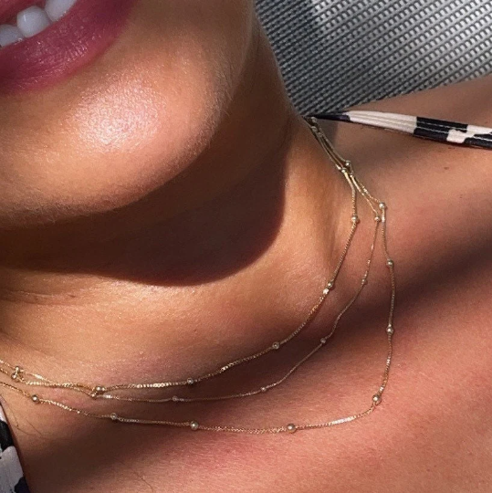 18k Gold Layered Satellite Chain 1mm Necklace